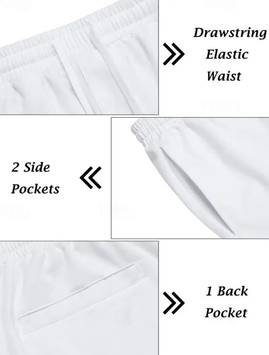 Outlet OUKU Men's Tracksuit T shirt & Shorts Outfit Set Hoodie Outdoor Daily Sports Pocket Drawstring Plain Wine Red Black White Polyester Activewear Streetwear Lightweight Summer
