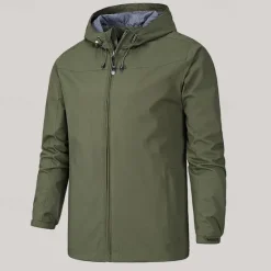 Online OUKU Men's Transition Jacket Camping & Hiking Waterproof Lightweight Hooded All Seasons Solid Color Outdoor Black Army Green Red Dark Navy Blue Jacket