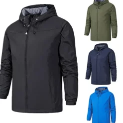 Online OUKU Men's Transition Jacket Camping & Hiking Waterproof Lightweight Hooded All Seasons Solid Color Outdoor Black Army Green Red Dark Navy Blue Jacket