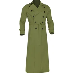 New OUKU Men's Transition Jacket Long Trench Coat Going out All Seasons Polyester Lightweight Outerwear Clothing Apparel Streetwear Plain Turndown Double Breasted