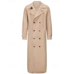 Outlet OUKU Men's Transition Jacket Trench Coat Going out All Seasons Polyester Windproof Outerwear Clothing Apparel Classic Plain Pocket Lapel Double Breasted