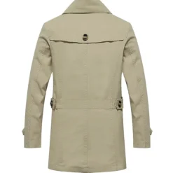 Sale OUKU Men's Transition Jacket Trench Coat Going out Spring & Fall Polyester Windbreaker Outerwear Clothing Apparel Streetwear Plain Turndown Single Breasted