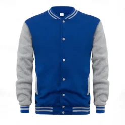 Outlet OUKU Men's Transition Jacket Varsity Jacket Baseball Physical Therapy Basic All Seasons Classic School Uniforms Regular Black Navy Blue Royal Blue Light Grey Jacket