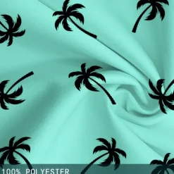 OUKU Men's Tree Coconut Tree Swim Shorts Board Shorts Swimming Trunks Mid Waist Fashion Streetwear Designer Casual Daily Holiday Pocket Elastic Waist 3D Print Designer Clothing Apparel Lake blue