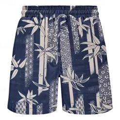 Discount OUKU Men's Tree Plants Tropical Shorts Summer Shorts Beach Shorts Mid Waist Streetwear Hawaiian Casual Daily Holiday Pocket Drawstring Elastic Waist Designer Clothing Apparel