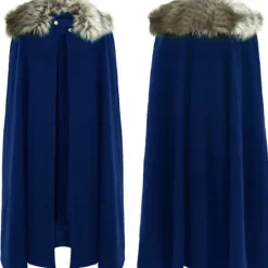 Online OUKU Men's Trench Coat Cloak / Capes Poncho Party Outdoor Winter Polyester Warm Outerwear Clothing Apparel Fashion Streetwear Plain Fur Trim Lapel