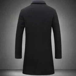 Outlet OUKU Men's Trench Coat Long Trench Coat Daily Vacation Fall & Winter Polyester Thermal Warm Outerwear Clothing Apparel Fashion Classic Plain Pocket Lapel Single Breasted