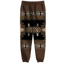 Online OUKU Men's Tribal Cowboy Fleece Sweatpants Drawstring Elastic Waist Vintage Casual Outdoor Home Dailywear Pocket Thermal Winter 3D Print Black Navy Blue Brown