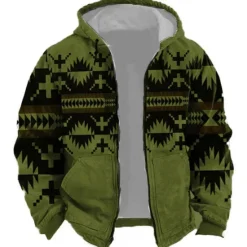 New OUKU Men's Tribal Graphic Prints Hoodie Hoodies Sweatshirt Sports Classic Long Sleeve Hooded Vacation Holiday Streetwear White Blue Pocket Print Spring & Fall Designer