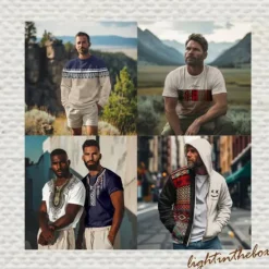New OUKU Men's Tribal Graphic Prints Hoodie Hoodies Sweatshirt Sports Classic Long Sleeve Hooded Vacation Holiday Streetwear White Blue Pocket Print Spring & Fall Designer
