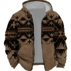 New OUKU Men's Tribal Graphic Prints Hoodie Hoodies Sweatshirt Sports Classic Long Sleeve Hooded Vacation Holiday Streetwear White Blue Pocket Print Spring & Fall Designer
