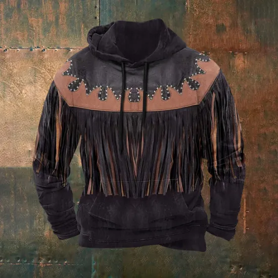 Sale OUKU Men's Tribal Graphic Prints Hoodie Hoodies Sweatshirt Daily Classic Long Sleeve Hooded Holiday Going out Streetwear Black Brown Print Spring & Fall Designer