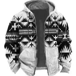 Discount OUKU Men's Tribal Graphic Prints Hoodie Hoodies Sweatshirt Sports Ethnic Long Sleeve Hooded Vacation Holiday Streetwear Blue Green Pocket Print Spring & Fall Designer