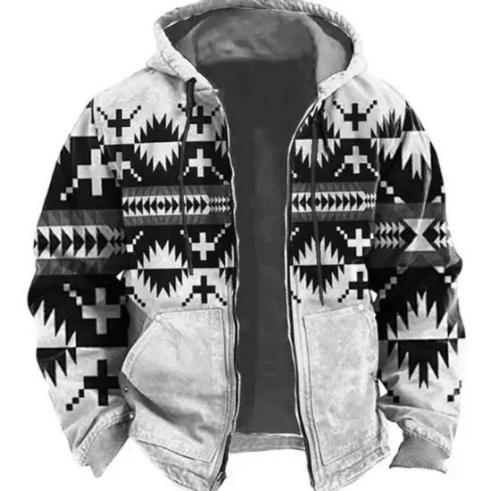 Discount OUKU Men's Tribal Graphic Prints Hoodie Hoodies Sweatshirt Sports Ethnic Long Sleeve Hooded Vacation Holiday Streetwear Blue Green Pocket Print Spring & Fall Designer