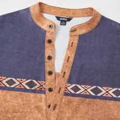 New OUKU Men's Tribal T Shirt Henley Shirt Long Sleeve 3D Print Designer Retro Vintage Street Casual Daily Summer Spring Fall Dark Brown Black Blue Brown Green Henley Henley T-Shirt