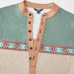 Hot OUKU Men's Tribal T Shirt Henley Shirt Long Sleeve 3D Print Designer Retro Vintage Street Casual Daily Summer Spring Fall Lake Blue Navy Blue Brown Green Gray Henley Henley T-Shirt