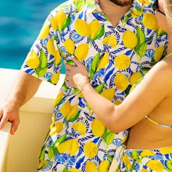 OUKU Men's Tropical Shirt Summer Hawaiian Shirt Aloha Shirt Short Sleeves Shirt Turndown Tropical Fashion Hawaiian Outdoor Street Hawaiian Yellow Pink Brown S M L