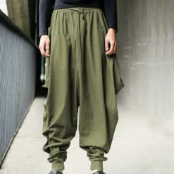 Online OUKU Men's Trousers Baggy Pants Casual Pants Baggy Harem Pants Drawstring Elastic Waist Wide Leg Solid Color Daily Streetwear Hippie Yoga Loose Fit Black Navy Blue