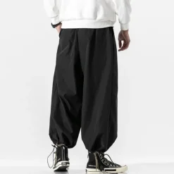 OUKU Men's Trousers Baggy Pants Harem Pants Casual Pants Baggy Harem Pants Pocket Wide Leg Leg Drawstring Solid Color Comfort Sports Daily Streetwear Casual / Sporty Black Grey Micro-elastic