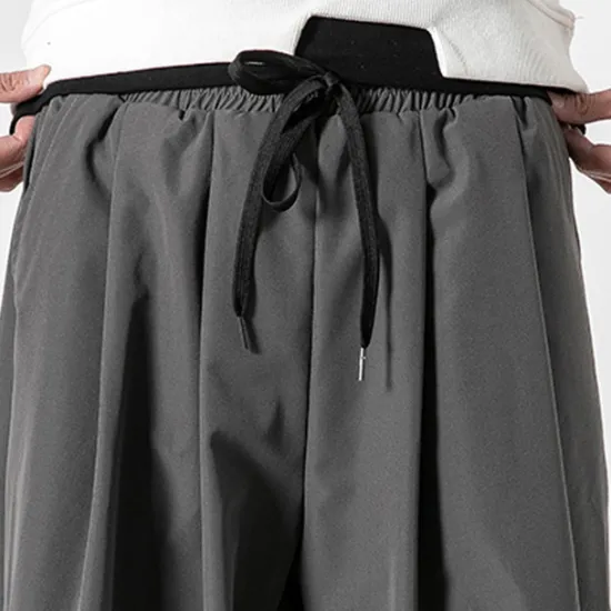 OUKU Men's Trousers Baggy Pants Harem Pants Casual Pants Baggy Harem Pants Pocket Wide Leg Leg Drawstring Solid Color Comfort Sports Daily Streetwear Casual / Sporty Black Grey Micro-elastic