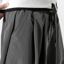 OUKU Men's Trousers Baggy Pants Harem Pants Casual Pants Baggy Harem Pants Pocket Wide Leg Leg Drawstring Solid Color Comfort Sports Daily Streetwear Casual / Sporty Black Grey Micro-elastic