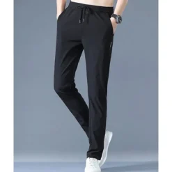 OUKU Men's Trousers Casual Pants Drawstring Elastic Waist Solid Color Breathable Quick Dry Formal Weekend Classic Casual / Sporty Slim Black 1 dark grey 1