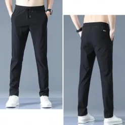 OUKU Men's Trousers Casual Pants Drawstring Elastic Waist Solid Color Breathable Quick Dry Formal Weekend Classic Casual / Sporty Slim Black 1 dark grey 1