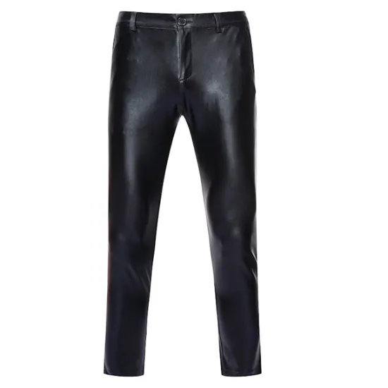 Best OUKU Men's Trousers Casual Pants Shiny Metallic Straight Leg Plain Reflective Comfort Party Casual Holiday Streetwear Stylish Silver Gold