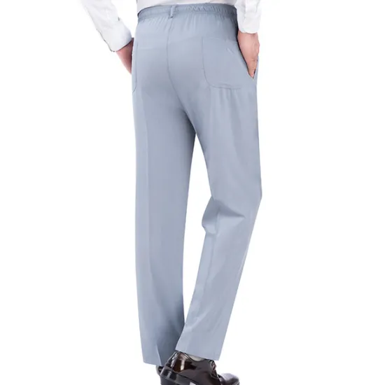 New OUKU Men's Trousers Casual Pants Pocket Elastic Waist Solid Color Comfort Breathable Full Length Daily Stylish Classic Style Black Navy Blue Micro-elastic