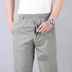 New OUKU Men's Trousers Casual Pants Pocket Elastic Waist Solid Color Comfort Breathable Full Length Daily Stylish Classic Style Black Navy Blue Micro-elastic