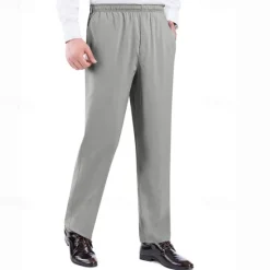 New OUKU Men's Trousers Casual Pants Pocket Elastic Waist Solid Color Comfort Breathable Full Length Daily Stylish Classic Style Black Navy Blue Micro-elastic