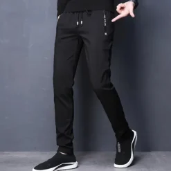 Outlet OUKU Men's Trousers Casual Pants Pocket Drawstring Elastic Waist Solid Colored Comfort Soft Outdoor Daily Gym Casual Athletic Micro-elastic Black
