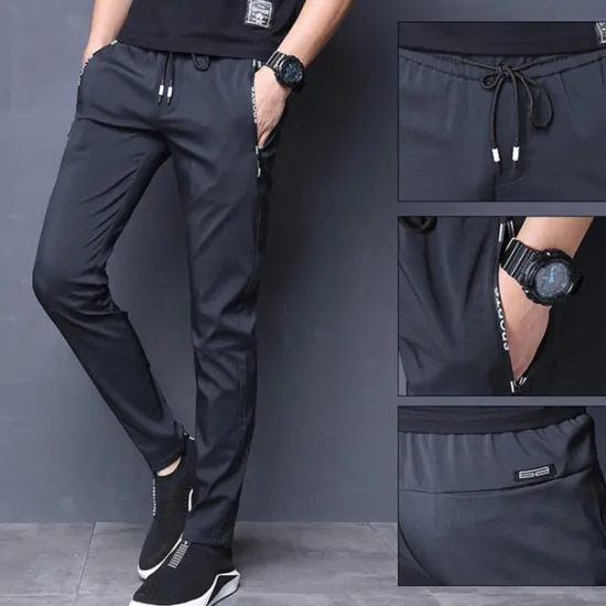 Outlet OUKU Men's Trousers Casual Pants Pocket Drawstring Elastic Waist Solid Colored Comfort Soft Outdoor Daily Gym Casual Athletic Micro-elastic Black