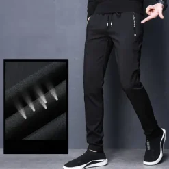 Outlet OUKU Men's Trousers Casual Pants Pocket Drawstring Elastic Waist Solid Colored Comfort Soft Outdoor Daily Gym Casual Athletic Micro-elastic Black