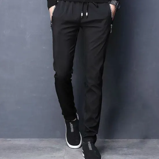 Outlet OUKU Men's Trousers Casual Pants Pocket Drawstring Elastic Waist Solid Colored Comfort Soft Outdoor Daily Gym Casual Athletic Micro-elastic Black