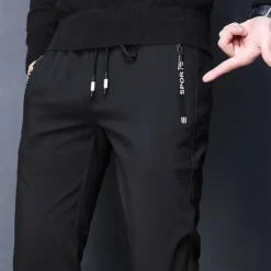 Outlet OUKU Men's Trousers Casual Pants Pocket Drawstring Elastic Waist Solid Colored Comfort Soft Outdoor Daily Gym Casual Athletic Micro-elastic Black