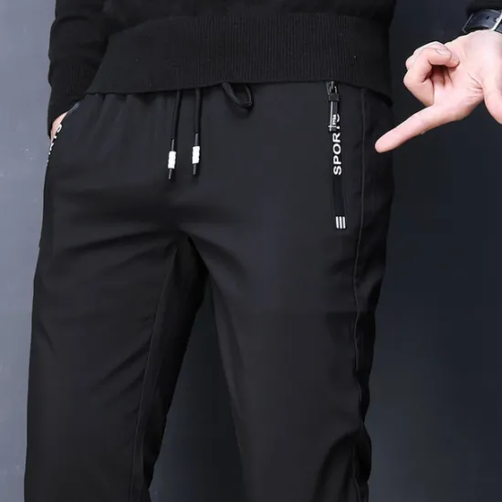 Outlet OUKU Men's Trousers Casual Pants Pocket Drawstring Elastic Waist Solid Colored Comfort Soft Outdoor Daily Gym Casual Athletic Micro-elastic Black
