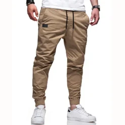 Best OUKU Men's Trousers Casual Pants Jogger Pants Pocket Drawstring Elastic Waist Patchwork Comfort Breathable Outdoor Casual Daily Sports Stylish Black Army Green Micro-elastic