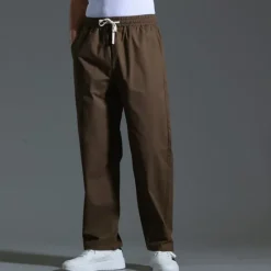 OUKU Men's Trousers Casual Pants Pocket Drawstring Elastic Waist Plain Comfort Sports Outdoor Daily Fashion Casual ArmyGreen Black Micro-elastic