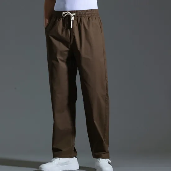 OUKU Men's Trousers Casual Pants Pocket Drawstring Elastic Waist Plain Comfort Sports Outdoor Daily Fashion Casual ArmyGreen Black Micro-elastic