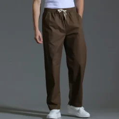 OUKU Men's Trousers Casual Pants Pocket Drawstring Elastic Waist Plain Comfort Sports Outdoor Daily Fashion Casual ArmyGreen Black Micro-elastic