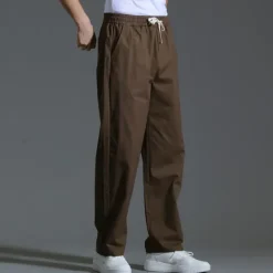 OUKU Men's Trousers Casual Pants Pocket Drawstring Elastic Waist Plain Comfort Sports Outdoor Daily Fashion Casual ArmyGreen Black Micro-elastic
