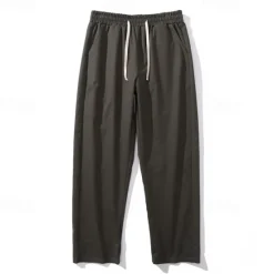 OUKU Men's Trousers Casual Pants Pocket Drawstring Elastic Waist Plain Comfort Sports Outdoor Daily Fashion Casual ArmyGreen Black Micro-elastic