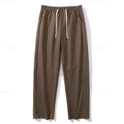 OUKU Men's Trousers Casual Pants Pocket Drawstring Elastic Waist Plain Comfort Sports Outdoor Daily Fashion Casual ArmyGreen Black Micro-elastic
