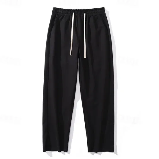 OUKU Men's Trousers Casual Pants Pocket Drawstring Elastic Waist Plain Comfort Sports Outdoor Daily Fashion Casual ArmyGreen Black Micro-elastic