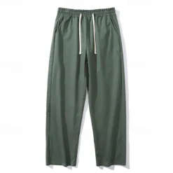 OUKU Men's Trousers Casual Pants Pocket Drawstring Elastic Waist Plain Comfort Sports Outdoor Daily Fashion Casual ArmyGreen Black Micro-elastic