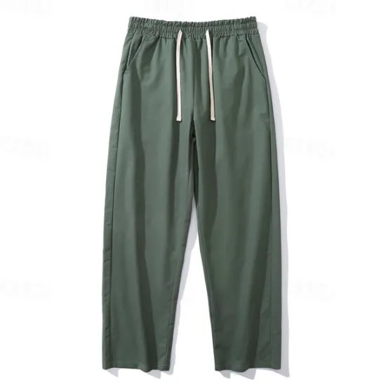 OUKU Men's Trousers Casual Pants Pocket Drawstring Elastic Waist Plain Comfort Sports Outdoor Daily Fashion Casual ArmyGreen Black Micro-elastic