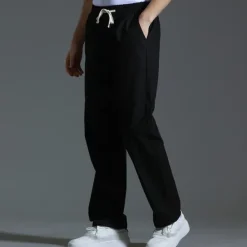 OUKU Men's Trousers Casual Pants Pocket Drawstring Elastic Waist Plain Comfort Sports Outdoor Daily Fashion Casual ArmyGreen Black Micro-elastic