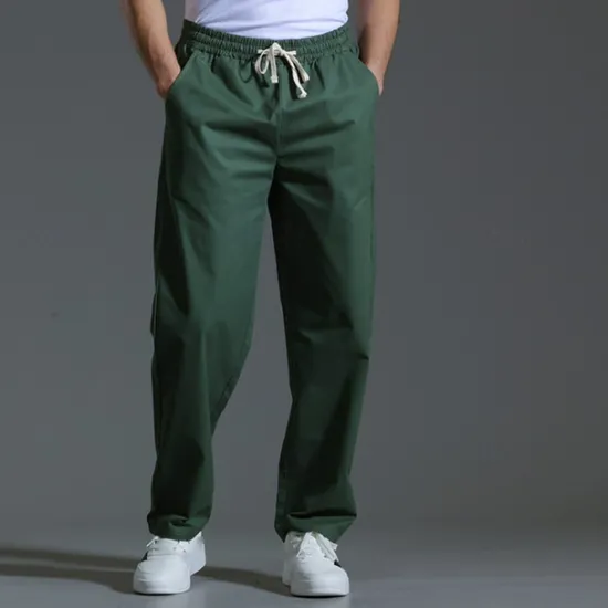 OUKU Men's Trousers Casual Pants Pocket Drawstring Elastic Waist Plain Comfort Sports Outdoor Daily Fashion Casual ArmyGreen Black Micro-elastic
