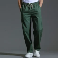 OUKU Men's Trousers Casual Pants Pocket Drawstring Elastic Waist Plain Comfort Sports Outdoor Daily Fashion Casual ArmyGreen Black Micro-elastic
